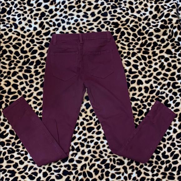 •REFUGE•NWOT BURGUNDY HIGH WAISTED SKINNY PANT SIZE 0 - Picture 3 of 4